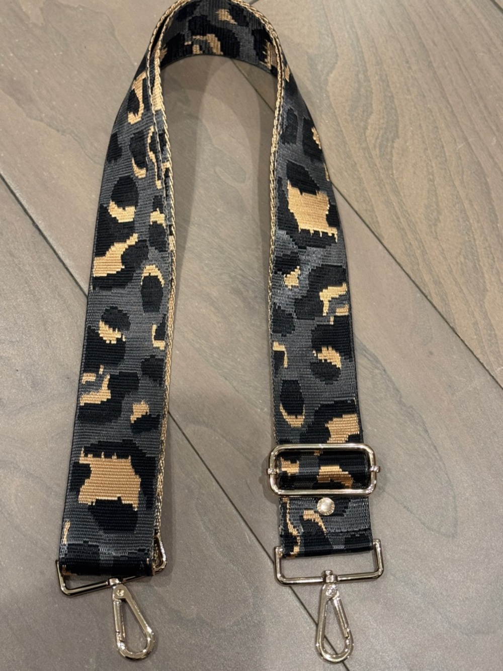 Leopard Print Adjustable Bag Strap - Black & Tan